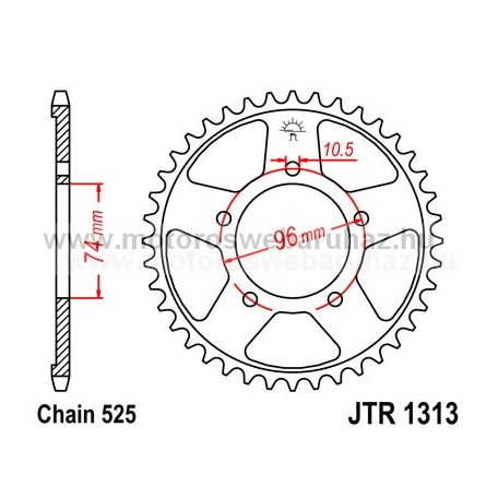 LÁNCKERÉK HÁTSÓ JT (JTR1313) 525-ös LÁNCHOZ