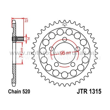 LÁNCKERÉK HÁTSÓ JT (JTR1315) 520-as LÁNCHOZ