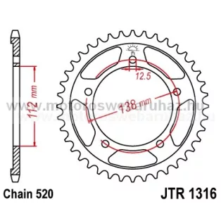 LÁNCKERÉK HÁTSÓ JT (JTR1316) 520-as LÁNCHOZ