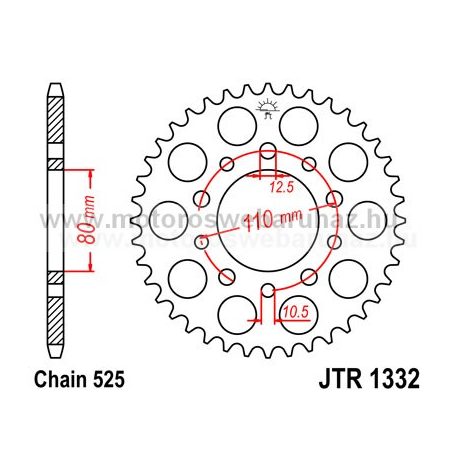 LÁNCKERÉK HÁTSÓ JT (JTR1332) 525-ös LÁNCHOZ