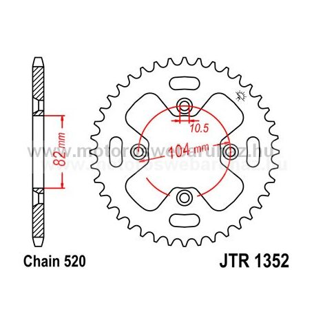 LÁNCKERÉK HÁTSÓ JT (JTR1352) 520-as LÁNCHOZ