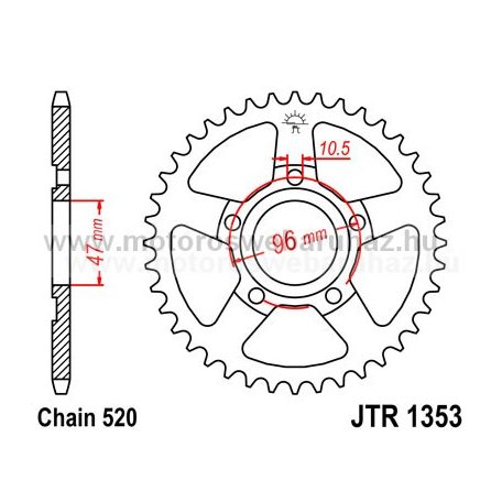 LÁNCKERÉK HÁTSÓ JT (JTR1353) 520-as LÁNCHOZ