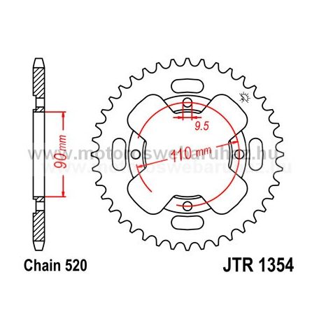 LÁNCKERÉK HÁTSÓ JT (JTR1354) 520-as LÁNCHOZ