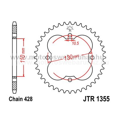 LÁNCKERÉK HÁTSÓ JT (JTR1355) 428-as LÁNCHOZ