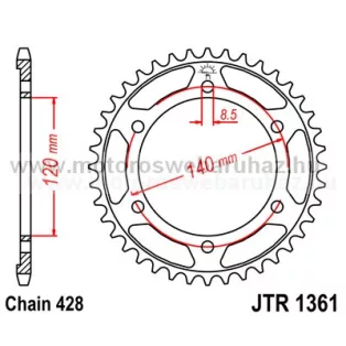 LÁNCKERÉK HÁTSÓ JT (JTR1361) 428-as LÁNCHOZ