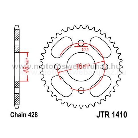 LÁNCKERÉK HÁTSÓ JT (JTR1410) 428-as LÁNCHOZ