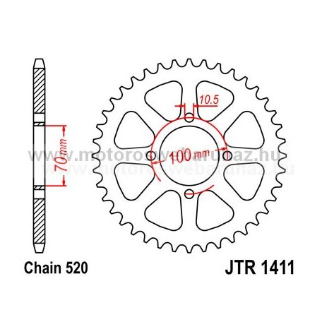 LÁNCKERÉK HÁTSÓ JT (JTR1411) 520-as LÁNCHOZ