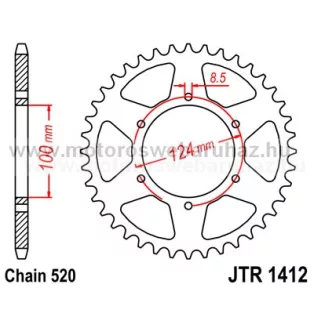 LÁNCKERÉK HÁTSÓ JT (JTR1412) 520-as LÁNCHOZ