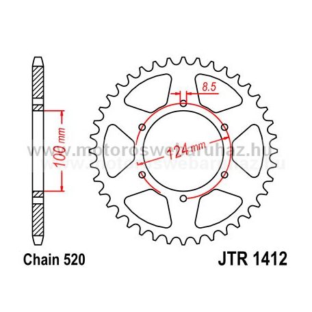 LÁNCKERÉK HÁTSÓ JT (JTR1412) 520-as LÁNCHOZ