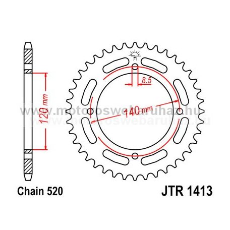 LÁNCKERÉK HÁTSÓ JT (JTR1413) 520-as LÁNCHOZ