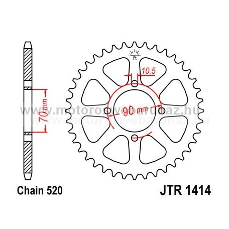 LÁNCKERÉK HÁTSÓ JT (JTR1414) 520-as LÁNCHOZ