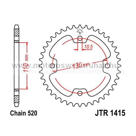 LÁNCKERÉK HÁTSÓ JT (JTR1415) 520-as LÁNCHOZ