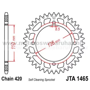 LÁNCKERÉK HÁTSÓ ALU JT (JTA1465) 420-as LÁNCHOZ FEKETE