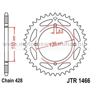 LÁNCKERÉK HÁTSÓ JT (JTR1466) 428-as LÁNCHOZ