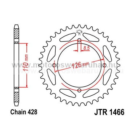 LÁNCKERÉK HÁTSÓ JT (JTR1466) 428-as LÁNCHOZ