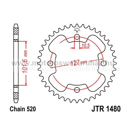 LÁNCKERÉK HÁTSÓ JT (JTR1480) 520-as LÁNCHOZ