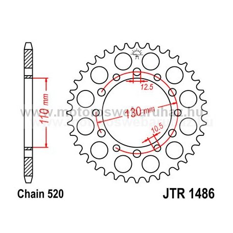 LÁNCKERÉK HÁTSÓ JT (JTR1486) 520-as Lánchoz