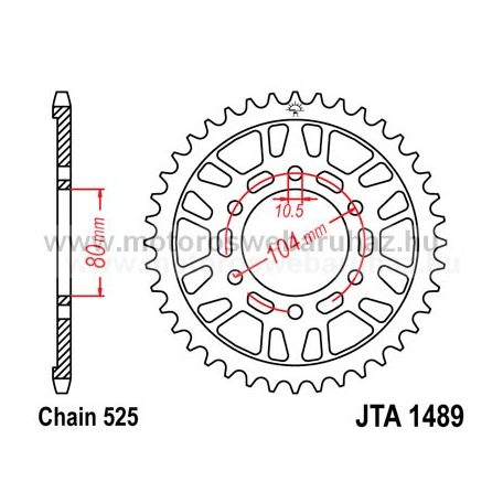 LÁNCKERÉK HÁTSÓ ALU JT (JTA1489) 525-ös LÁNCHOZ