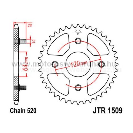 LÁNCKERÉK HÁTSÓ JT (JTR1509) 520-as LÁNCHOZ