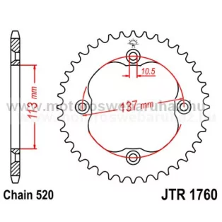 LÁNCKERÉK HÁTSÓ JT (JTR1760) 520-as LÁNCHOZ