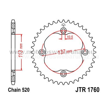 LÁNCKERÉK HÁTSÓ JT (JTR1760) 520-as LÁNCHOZ