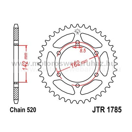 LÁNCKERÉK HÁTSÓ JT (JTR1785) 520-as LÁNCHOZ