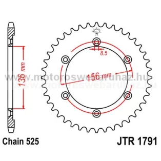 LÁNCKERÉK HÁTSÓ JT (JTR1791) 525-ös LÁNCHOZ
