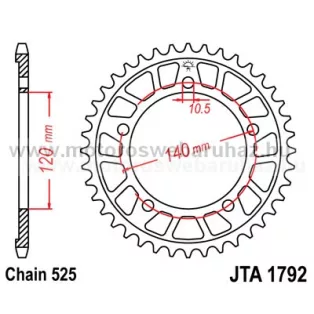 LÁNCKERÉK HÁTSÓ ALU JT (JTA1792) 525-ös LÁNCHOZ FEKETE