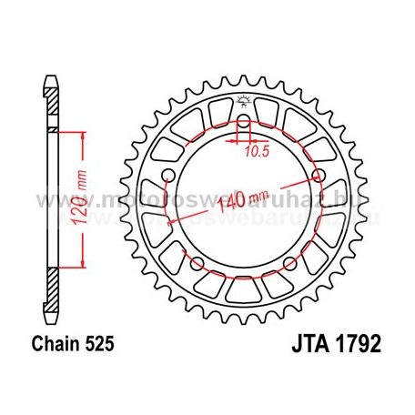 LÁNCKERÉK HÁTSÓ ALU JT (JTA1792) 525-ös LÁNCHOZ