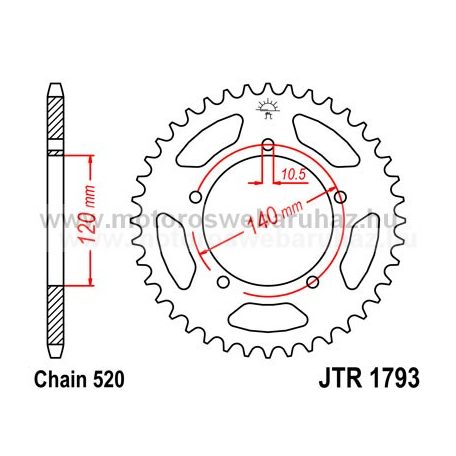 LÁNCKERÉK HÁTSÓ JT (JTR1793) 520-as LÁNCHOZ