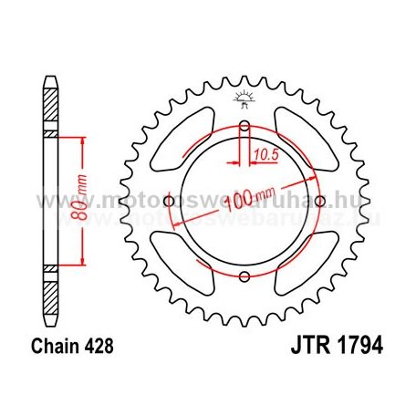 LÁNCKERÉK HÁTSÓ JT (JTR1794) 428-as LÁNCHOZ