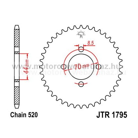 LÁNCKERÉK HÁTSÓ JT (JTR1795) 520-as LÁNCHOZ