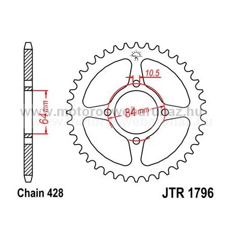 LÁNCKERÉK HÁTSÓ JT (JTR1796) 428-as LÁNCHOZ