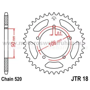 LÁNCKERÉK HÁTSÓ JT (JTR18) 520-as LÁNCHOZ