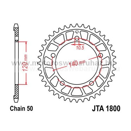 LÁNCKERÉK HÁTSÓ ALU JT (JTA1800) 530-as LÁNCHOZ