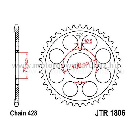 LÁNCKERÉK HÁTSÓ JT (JTR1806) 428-as LÁNCHOZ