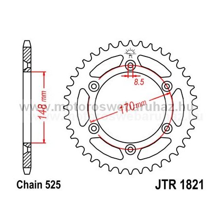 LÁNCKERÉK HÁTSÓ JT (JTR1821) 525-ös LÁNCHOZ