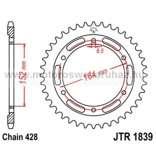 LÁNCKERÉK HÁTSÓ JT (JTR1839) 428-as LÁNCHOZ