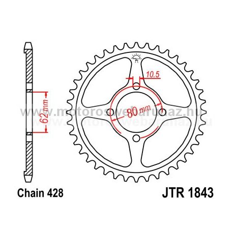 LÁNCKERÉK HÁTSÓ JT (JTR1843) 428-as LÁNCHOZ