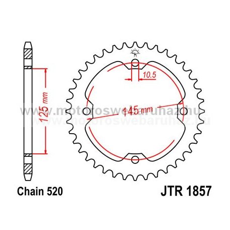 LÁNCKERÉK HÁTSÓ JT (JTR1857) 520-as LÁNCHOZ