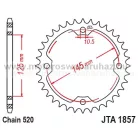 LÁNCKERÉK HÁTSÓ ALU JT (JTA1857) 520-as LÁNCHOZ FEKETE