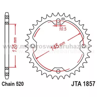 LÁNCKERÉK HÁTSÓ ALU JT (JTA1857) 520-as LÁNCHOZ FEKETE