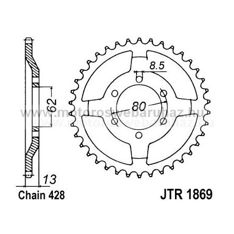 LÁNCKERÉK HÁTSÓ JT (JTR1869) 428-as LÁNCHOZ