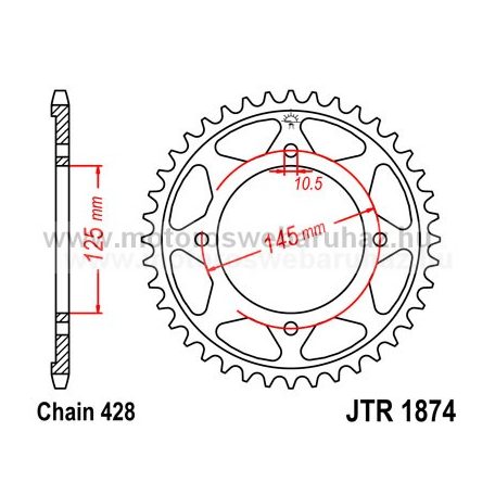 LÁNCKERÉK HÁTSÓ JT (JTR1874) 428-as LÁNCHOZ