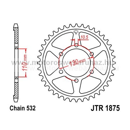 LÁNCKERÉK HÁTSÓ JT (JTR1875) 532-es LÁNCHOZ