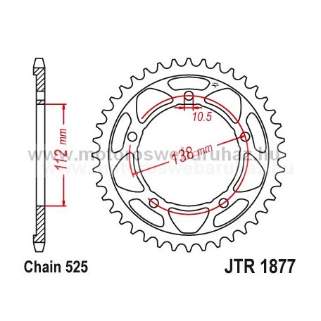 LÁNCKERÉK HÁTSÓ JT (JTR1877) 525-ös LÁNCHOZ