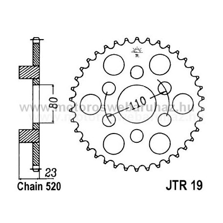 LÁNCKERÉK HÁTSÓ JT (JTR19) 520-as LÁNCHOZ