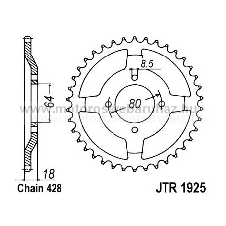 LÁNCKERÉK HÁTSÓ JT (JTR1925) 428-as LÁNCHOZ