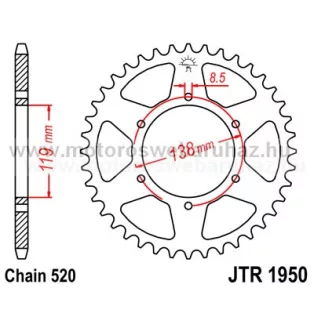 LÁNCKERÉK HÁTSÓ JT (JTR1950) 520-as LÁNCHOZ