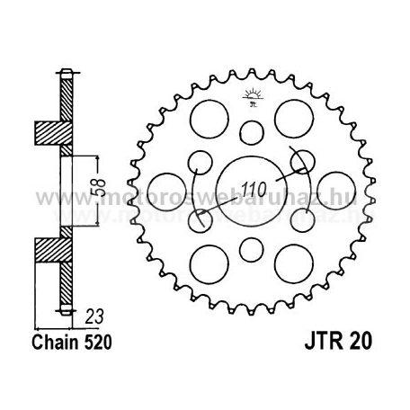 LÁNCKERÉK HÁTSÓ JT (JTR20) 520-as LÁNCHOZ